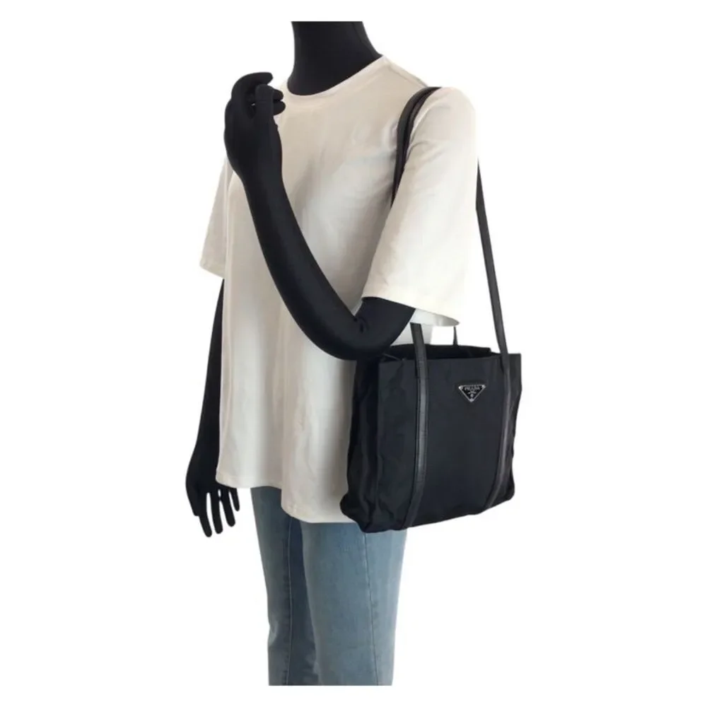 Prada Nylon Leather Tessuto Triangle Logo Shoulder Bag - Picture 7 of 10
